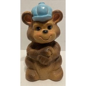 Vintage Plastic Bear In A Cap Bank USA 1973 Russ Berrie